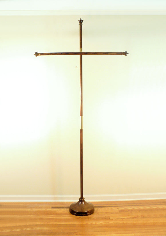 Wooden Banner Poles For Church In Red Oak With Brass Hardware Medium Brown Finish Handmade by Picinae Studios