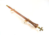 Black Walnut Vergers Wand with fluted shaft and brass finial handmade by Picinae Studios